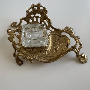 Vintage Brass Inkwell